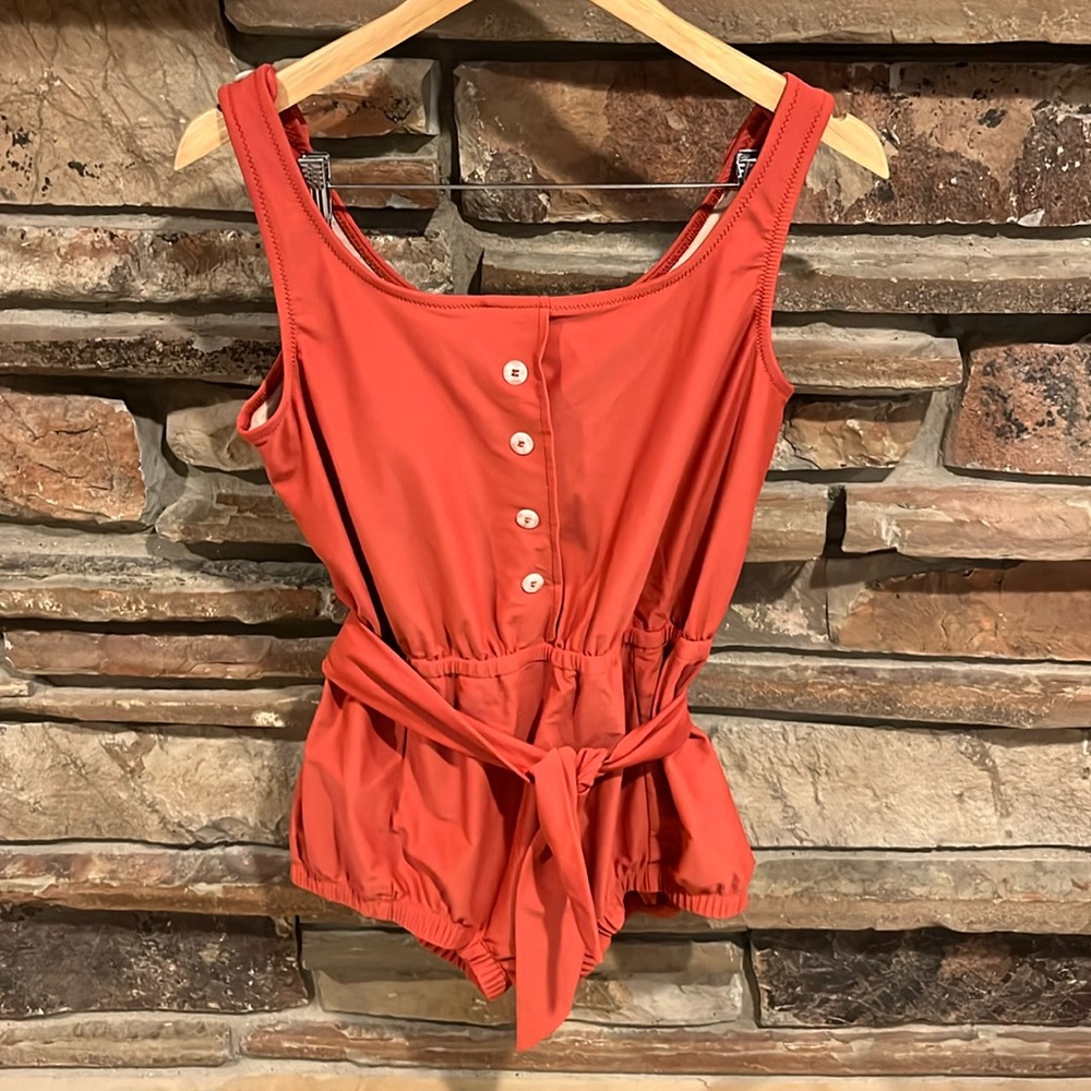 Jessica Rey Coral Orange One Piece Swimsuit